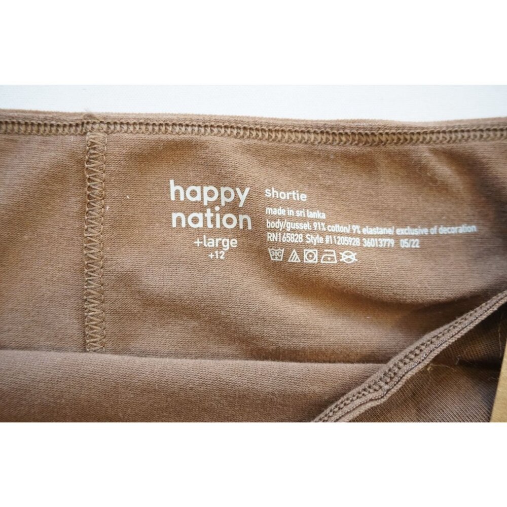 Happy Nation Girls Brown Comfy Cotton Logo Boyshort Underwear - Size +12, NWT - Picture 3 of 5